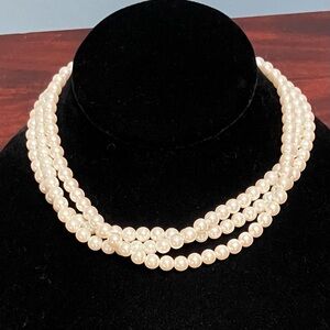 Classic Choker Pearl Necklace - Cream Multi-Strand
